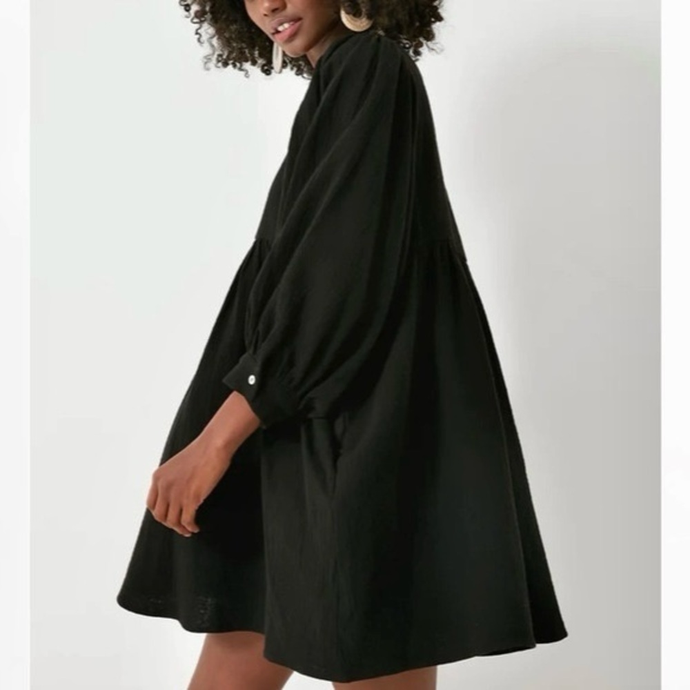 Pomander Place Black Gauze Millie Dress Womens Sz Small 100% Cotton - Picture 2 of 13
